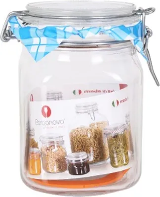 Obrázok produktu pre Vzduchotesná priehľadná sklenená nádoba borgonovo 1l 10,5 x 10,5 x 15,5 cm (6 kusov)
