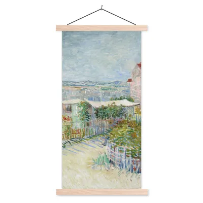 Produktbild von MuchoWow® Textilposter Montmartre: hinter der Mühle von Galette - Vincent van Gogh 40x80 cm mit holzfarbenen Rahmen - Wohnzimmer
