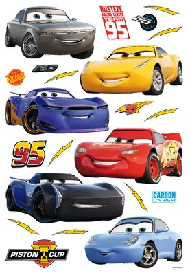Image de Autocollant mural Disney Cars rouge, jaune et bleu - 600111 - 42,5 x 65 cm