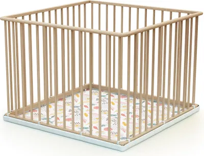 Immagine prodotto di WEBABY - Box bambini legno CUBO - Faggio natural - 100 x 100 cm
