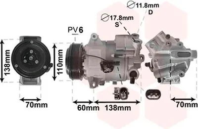 Produktbild von VAN WEZEL 3700K616 CVC Klimaanlage Klimakompressor PAG 46 R134a für OPEL Astra J Sports Tourer (P10) ASTRA J ZAFIRA TOURER C (P12) Meriva B (S10)