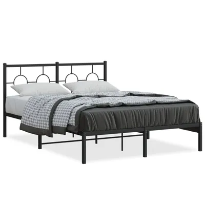 Produktbild von vidaXL Bettgestell mit Kopfteil Metall Schwarz 140x200 cm