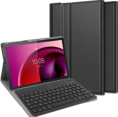 Image de Cazy Housse pour Tablette avec Clavier compatible avec Lenovo Tab M10 (5G) - Étui Clavier Bluetooth AZERTY - Noir