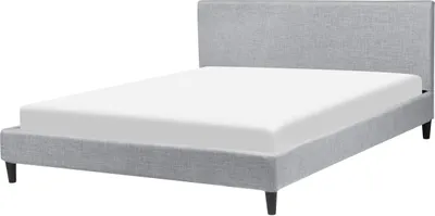 Produktbild von BELIANI Polsterbett Grau 160 x 200 cm Leinenoptik Geradlinigen Form Austauschbarer Polsterbezug Klassisch