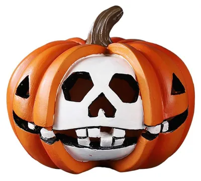 Image de Décoration d'Halloween : potiron, ornement en résine, crâne