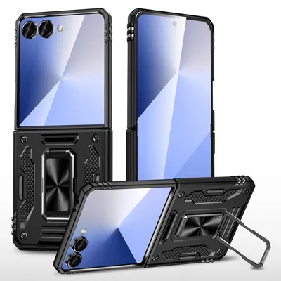 Obrázok produktu pre Pre Samsung Galaxy Z Flip7 5G Armor Magnet Ring TPU Hybrid Protective Cover Black