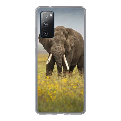 Produktbild von MuchoWow® Handyhülle Schutzhülle Hülle für Samsung Galaxy S20 FE Elefant - Blumen - Gras - Tiere - Natur Silikon Softcase Handy Hülle - Abdeckung