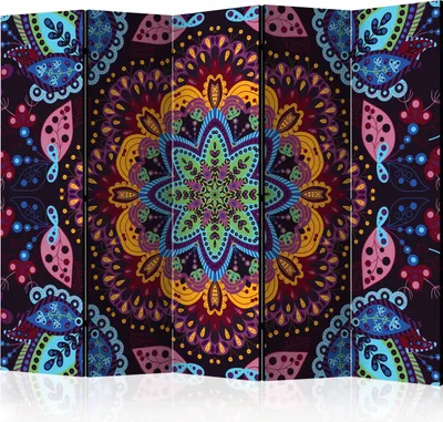 Produktbild von 5-teiliger Doppelseitiger Vlies Paravent - Colourful Kaleidoscope II 225x172 cm f-A-0207-z-c