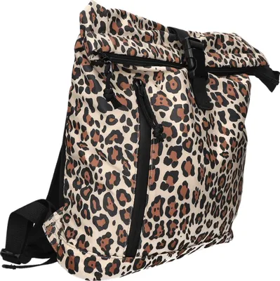 Produktbild von Kleiner Rucksack Braun Leo-Optik Rolltop mit gepolsterten Schultergurten 27x32x8 cm