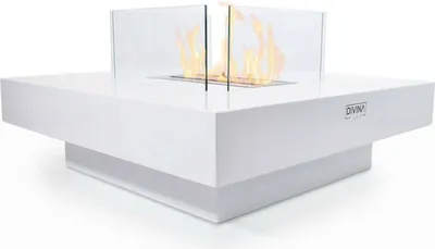 Image de Alife - Cheminée bioéthanol, 70x70x35h cm Blanc, Capacité 1,5 lt