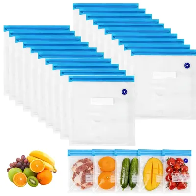 Immagine prodotto di Sacchetti riutilizzabili per alimenti con chiusura ermetica, set da 20