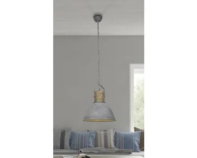 Produktbild von Brilliant Pendelleuchte Frieda Grau Beton Holz Ø39cm max. 60W E27 kürzbar