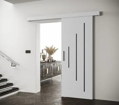 Obrázok produktu pre Posuvné dvere s čiernym úchytom SALOME 11 - 80 cm, biele