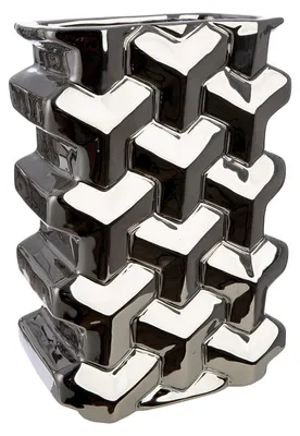 Imagen del producto de Jarrón Gilde, rectangular, modelo "Apollo", de cerámica, color plateado, unidad de venta: 2 unidades, largo: 10 cm, ancho: 15 cm, alto: 22 cm. Código: 58422 4063387584224