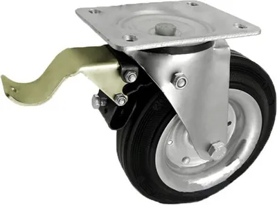 Zdjęcie produktu dla Koła metalowo-gumowe Koło zapasowe gumowe 200 mm / 180 kg W uchylnych obudowach z hamulcem, opony z pełnej gumy Obręcze stalowe Kółka transportowe (65H)