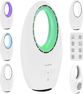Image de Ventilateur de sol moderne sans pales 60 W - 3 modes, télécommande, minuterie, éclairage LED