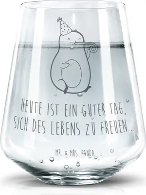 Produktbild von Mr. & Mrs. Panda Glas Avocado Feier - Transparent - Geschenk, Party, Trinkglas, Fete, Wasserbecher, Wasserglas, Tumbler, Geburtstag, Tröte