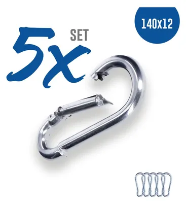 Produktbild von 5x Karabinerhaken 140x12 Stahl verzinkt DIN 5299 C-Form (Birne) rostfrei Schnapphaken bis 450Kg