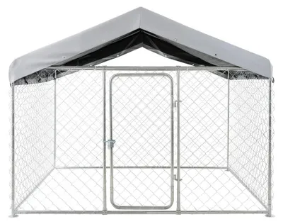 Image de Parc pour chiens extérieur - Dimensions : 2 x 2 x 1,6 mètres - Acier galvanisé - Toit étanche
