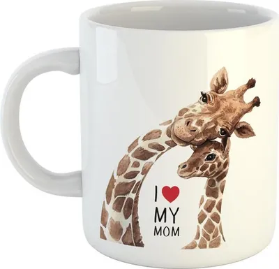 Produktbild von Huuraa Kaffeetasse I love my mom Gireffen Herz Mama Mutter Geschenk Tasse Weiß 330ml I love my mom Gireffen Herz Mama Mutter Präsent