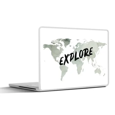 Produktbild von MuchoWow® Laptop Aufkleber Sticker Cover Weltkarte - Zitat - Aquarell 25x18 cm - Laptop-Deko