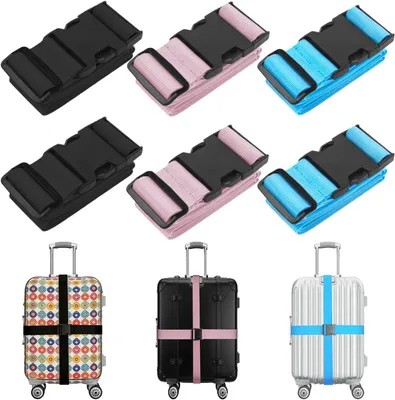 Obrázek produktu pro Šest kusů popruhů na zavazadla, délka 188 cm, nylon, nastavitelné, vhodné pro cestování