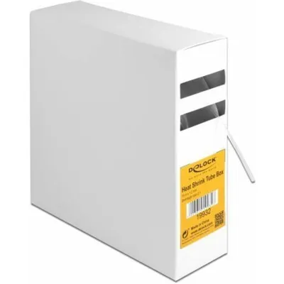 Produktbild von DeLOCK Schrumpfschlauch Box, Schrumpfungsrate 2:1, 15 m x 1,2 mm transparent, Schrumpfschlauch, Weiß, Polyolefin, 15 m, 1,2 mm, 1 Stück(e)