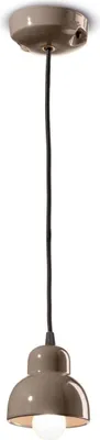 Produktbild von Pendelleuchte Keramik Ø 11 cm rund H: max. 132 cm Mokka E14 Retro Keramiklampe