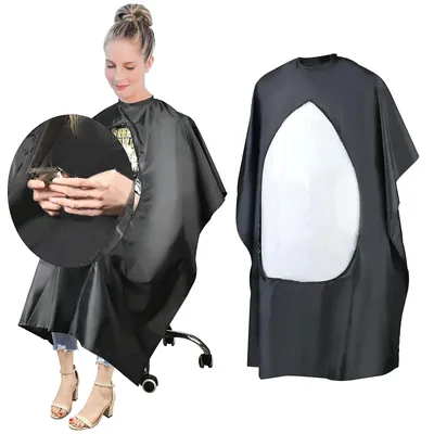 Produktbild von Friseurumhang Haarschneideumhang - Schwarz - Polyester - Wasserdicht - Für Erwachsene und Kinder