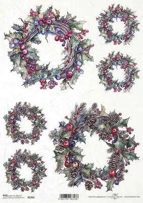 Immagine prodotto di ITD carta di riso decoupage tecnica artigianale tovagliolo di carta-R2291 ghirlande invernali