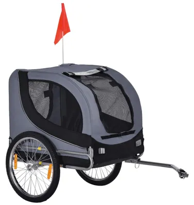 Zdjęcie produktu dla Przyczepka Dla Psa Przyczepka Rowerowa Transporter Dla Psa Przyczepka Rowerowa Dla Psa Szary + Czarny 130 X 73 X 90 Cm