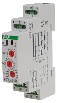 Produktbild von Zeitrelais PCU-510DUO, Versorgungsspannung 230VAC, 24VAC/DC, 2xNO/NC, I=2x8A