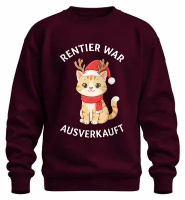 Immagine prodotto di La renna è stata esaurita gatto di Natale divertente regalo carino unisex felpa pullover, Borgogna, M