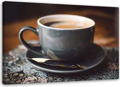 Produktbild von Leinwandbild kaffeetasse 90x60 cm Feeby grau wandbild bereit zum aufhängen
