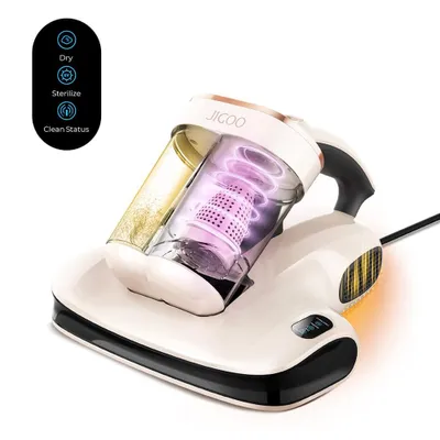 Image de Aspirateur pour matelas JIGOO S100 : 350 W, 12 kPa, 80 000 battements/min, UV-C 253,7 nm, air chaud à 55 °C, élimination de 99,9 % des acariens