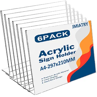 Image de Omgoods - Lot de 6 supports d'affichage A4 en acrylique - Supports de table transparents pour menus et flyers