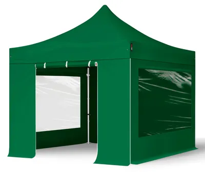 Produktbild von TOOLPORT 3x3m Aluminium Faltpavillon, inkl. 4 Seitenteile, dunkelgrün