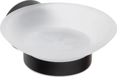 Produktbild von Sapho X-ROUND BLACK Seifenschale, Milchglas, Schwarz matt