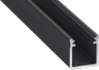 Produktbild von LED Aluminium Profil Leiste Schwarz | Typ Y | Mit Endkappe und Montagehalterung | Transparent Abdeckung | 1m