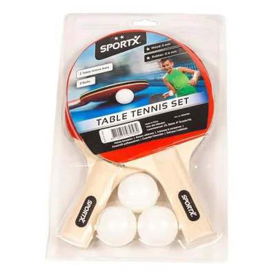 Produktbild von Sportx Tischtennis Set mit 2 Sternen 2 Fledermäusen + 3 Bälle