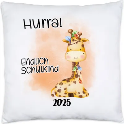 Produktbild von Endlich Schulkind 2025 Giraffe Kissen Inkl. Füllung 1. Schultag Nichte Neffe Patenkind Schulanfang Schuleinführung