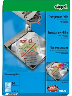 Produktbild von SIGEL IF210 InkJet Overhead-Folien, transparent, 100 µm, A4, 50 Blatt