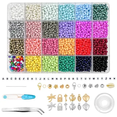 4 mm Glasperlen-Set, 3500 Stück, DIY-Armband-Bastelset