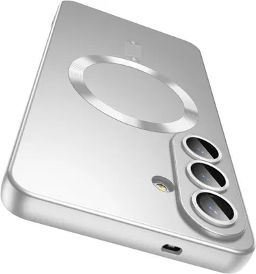 Produktbild von Magnetische Hülle für Samsung Galaxy S26+ Matt Silikon Handyhülle mit Kameraobjektivschutz, Kompatibel mit MagSafe Silber