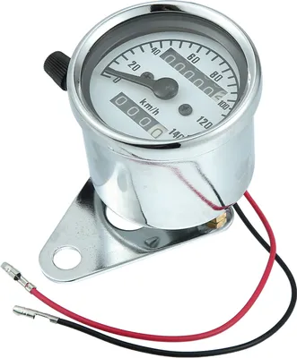 Produktbild von Motorrad Tachometer Universal 12V Tacho 0-140 km/h Kilometerzähler Messgerät Hintergrundbeleuchtung Signallicht Silber