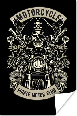 Produktbild von MuchoWow® Poster Piraten - Motor - Retro - Zeichnung 20x30 cm - Papierdruck