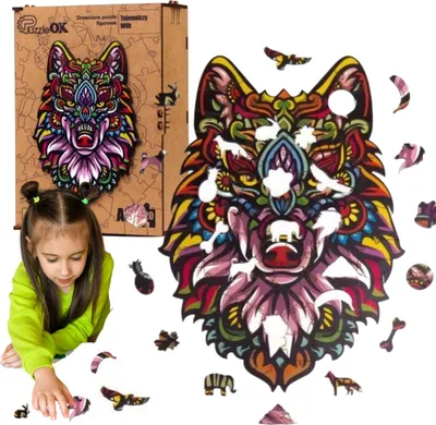 Produktbild von Holzpuzzle Geheimnisvoller Wolf Farbpuzzle Pua3-00725