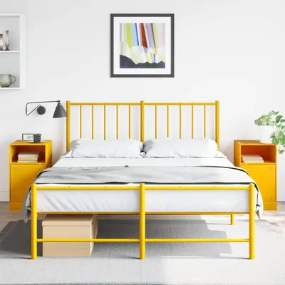 Image de vidaXL Tables de nuit 2 pcs jaune moutarde 34,5x39x62 cm acier