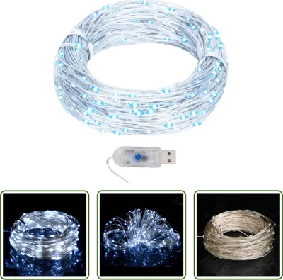 Immagine prodotto di The Living Store Cavo luminoso a LED 40 m 400 LED bianco freddo 8 funzioni