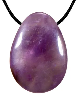 Produktbild von Morella Stoff Halskette 80 cm mit Edelstein Tropfen Anhänger Amethyst im Schmuckbeutel